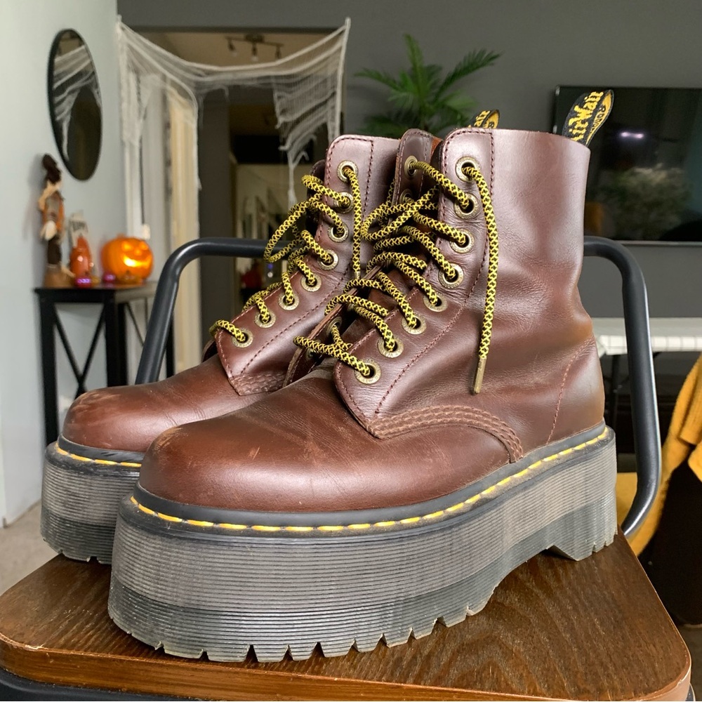 Dr. Martens Brown 1460 Pascal MAX Leather Platform Boots - Picture 2 of 8